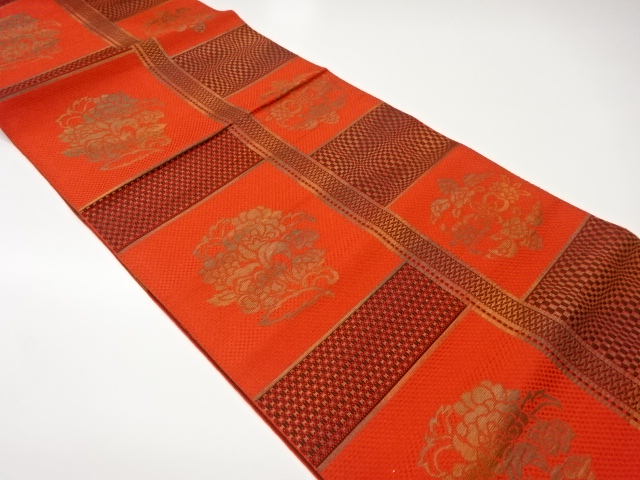 JAPANESE NAGOYA OBI / CHIKUZEN HAKATA / WOVEN FLOWER CREST